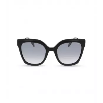 POLICE Damen-Sonnenbrille SPLG19-540700 Schwarzer Acetat-Rechteckrahmen Graue Gläser 54mm