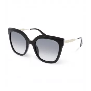 POLICE Damen-Sonnenbrille SPLG19-540700 Schwarzer Acetat-Rechteckrahmen Graue Gläser 54mm