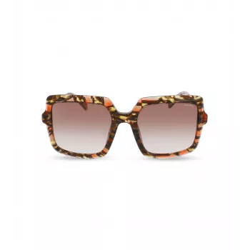 POLICE Damen-Sonnenbrille SPLG20M5409YB - Rechteckiger Acetatrahmen, UV400-Schutz, 54 mm Gläser