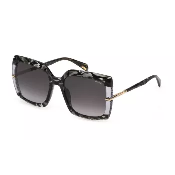 POLICE Damen-Sonnenbrille SPLG23M5706RT Havana Acetat-Fassung Braune Verlaufsgläser 57/19/140 mm
