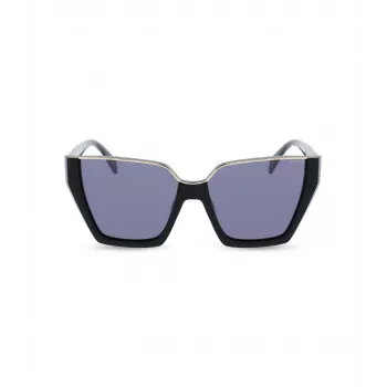 POLICE Damen-Sonnenbrille SPLL33-570700 - Rechteckiger Acetatrahmen, graue Polycarbonatgläser, UV400-Schutz, 57 mm Glasbreite