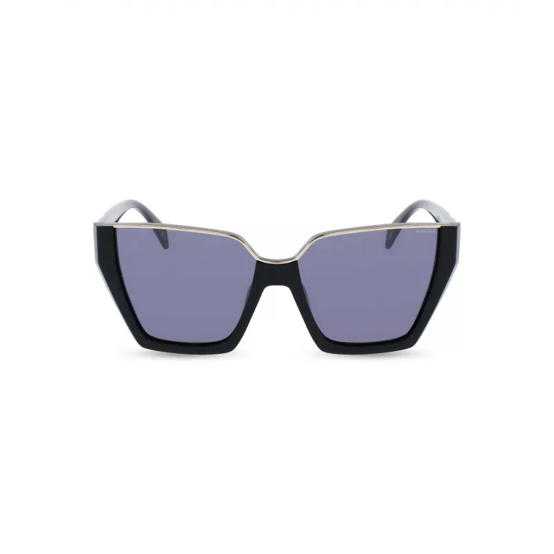 POLICE Damen-Sonnenbrille SPLL33-570700 - Rechteckiger Acetatrahmen, graue Polycarbonatgläser, UV400-Schutz, 57 mm Glasbreite