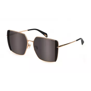POLICE Damen-Sonnenbrille SPLL37E56300X - Glänzend schwarzer Rahmen, rauchfarbene Gläser, 56 mm