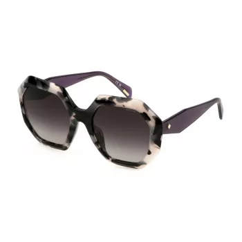 Police Damen-Sonnenbrille SPLM10-540M65 Havanna Acetatgestell Braune Gläser 54mm