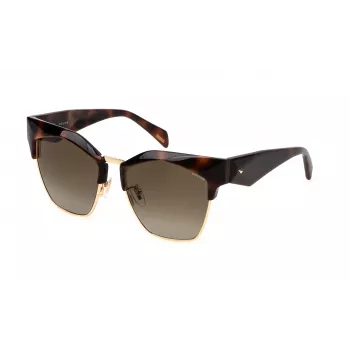 POLICE Damen-Sonnenbrille SPLN59-5601AY - Schwarzer Acetat-Rahmen, graue Polycarbonat-Gläser, 56/16/140 mm