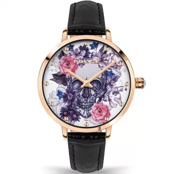 POLICE Damenuhr PL16032MSR-01 36mm Roségold Edelstahl Mesh-Armband Quarz Analog