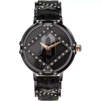 Police Damenuhr PL16068BSB-02 34mm Quarz Analog Edelstahl Leder Schwarz Zifferblatt