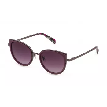 POLICE Damen Sonnenbrille SPLD83-520GL7 - Rechteckiger Cat-Eye-Acetatrahmen mit UV400-Smoke-Gläsern
