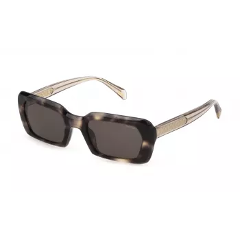 POLICE Damen Sonnenbrille SPLG21-5307UX - Schwarzer Acetatrahmen, graue Polycarbonatgläser, UV400-Schutz, 53/22/140 mm