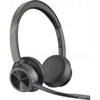 Poly Voyager 4320 UC Kabelloses Bluetooth-Headset mit BT700 USB-C-Adapter, On-Ear, Dual-Mikrofon-Rauschunterdrückung, 24 Std. Sprechzeit, Schwarz
