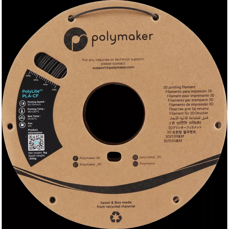 Polymaker PA10001 PLA Filament 1,75 mm 1 kg Schwarz