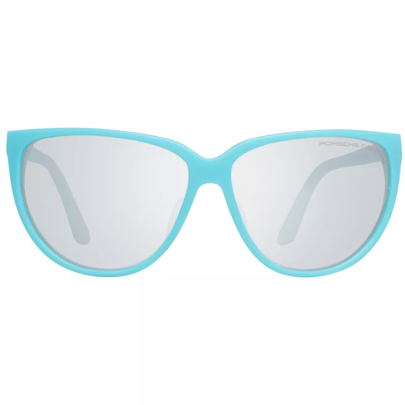 PORSCHE DESIGN Damen-Sonnenbrille P8588-61B Rechteckiger Metallrahmen Silber/Palladium Graue Gläser 61/13/135 mm