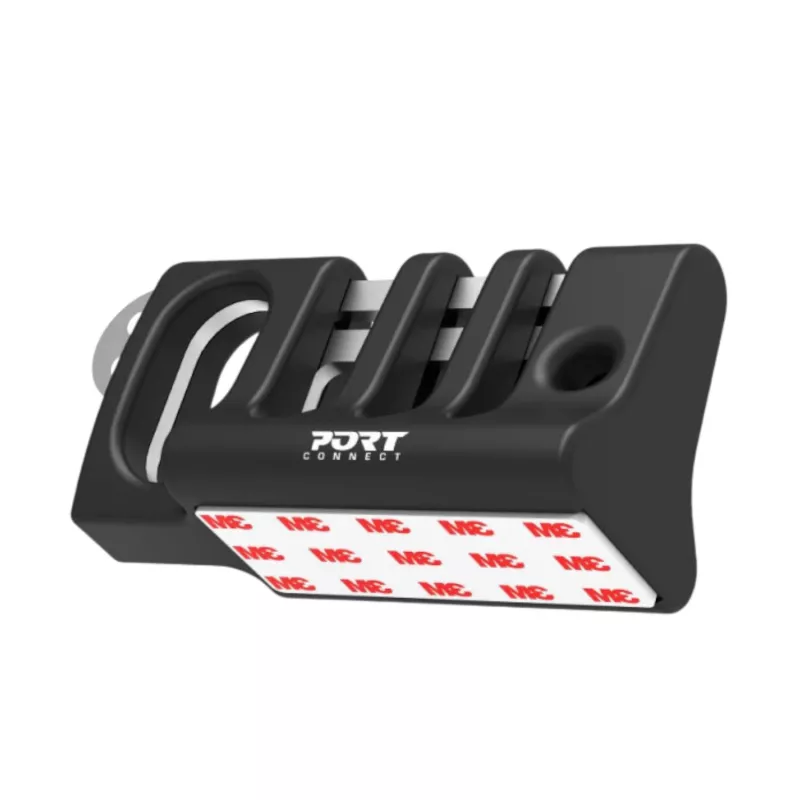 Port Connect Desktop-Kabelmanager für Maus und Tastatur – selbstklebender Silikon-Clip, 3 Schlitze, Schwarz