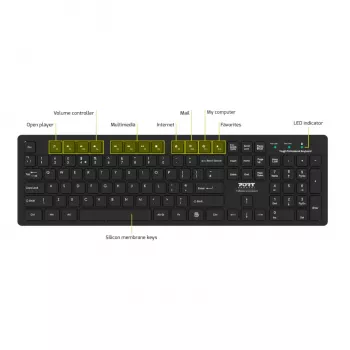 Port Connect Tough Office USB-Tastatur - Schwarz