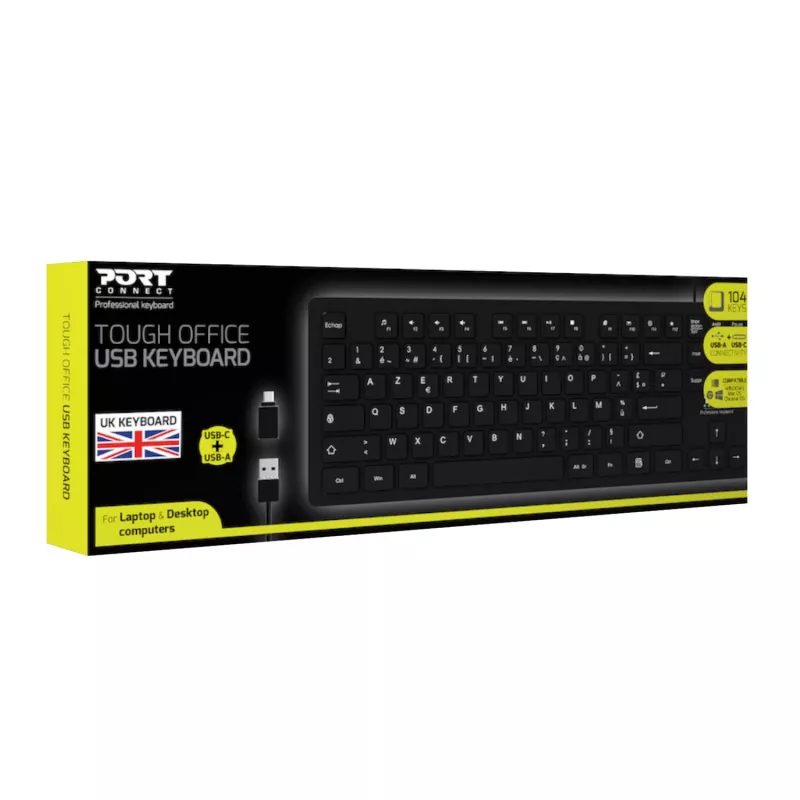 Port Connect Tough Office USB-Tastatur - Schwarz