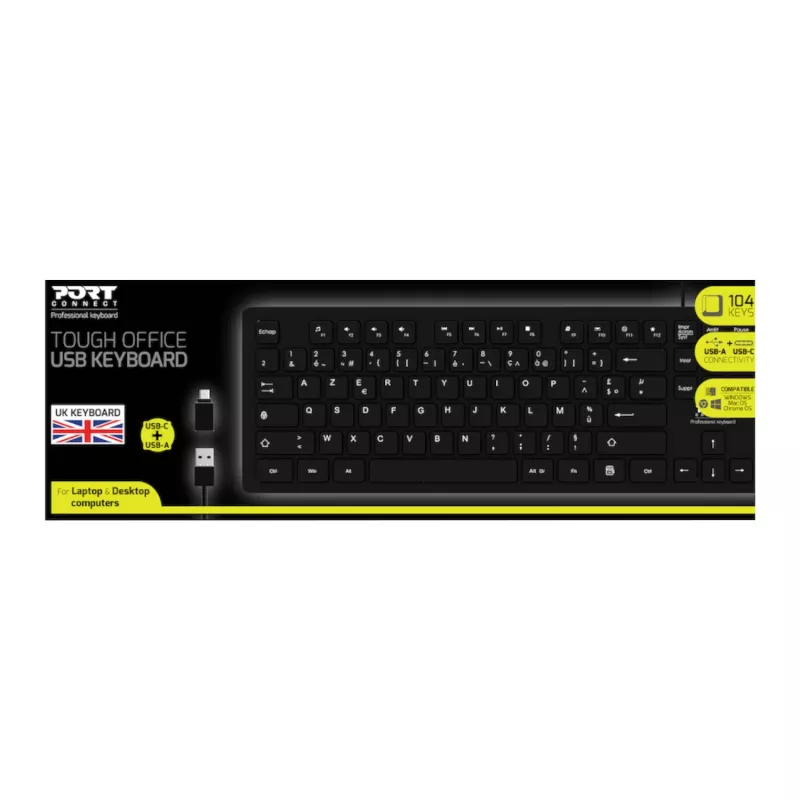 Port Connect Tough Office USB-Tastatur - Schwarz