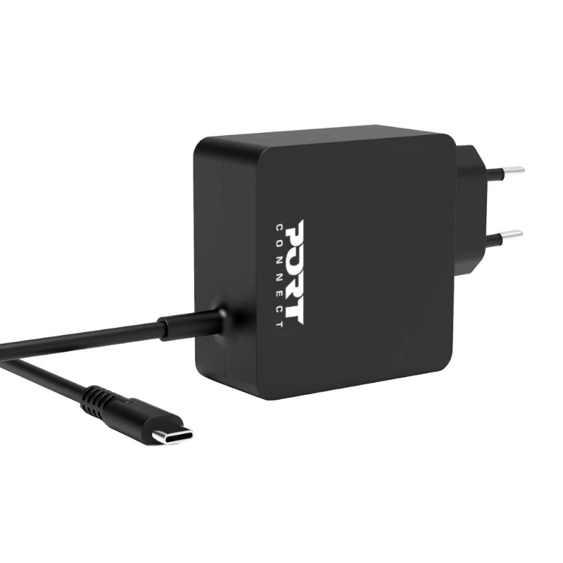 Port Connect Type C 45W Universal-Notebook-Adapter – USB-C PD 3.0, 5V-20V, Schwarz