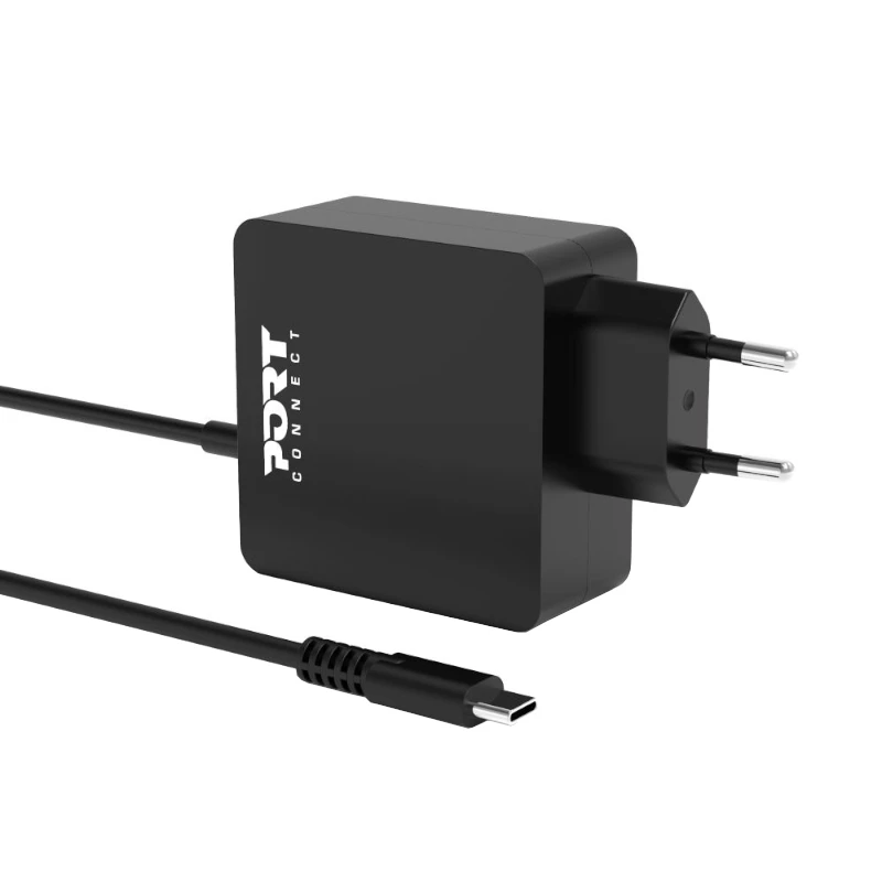 Port Connect Type C 45W Universal-Notebook-Adapter – USB-C PD 3.0, 5V-20V, Schwarz
