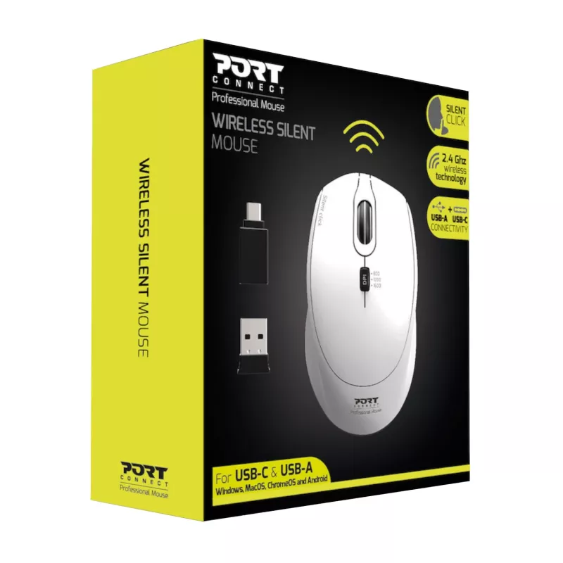 Port Designs Port Connect Silent 1600DPI 3-Tasten Funkmaus - Weiß