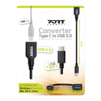 PORT DESIGNS Port Typ-C auf USB3.0 15cm Adapter