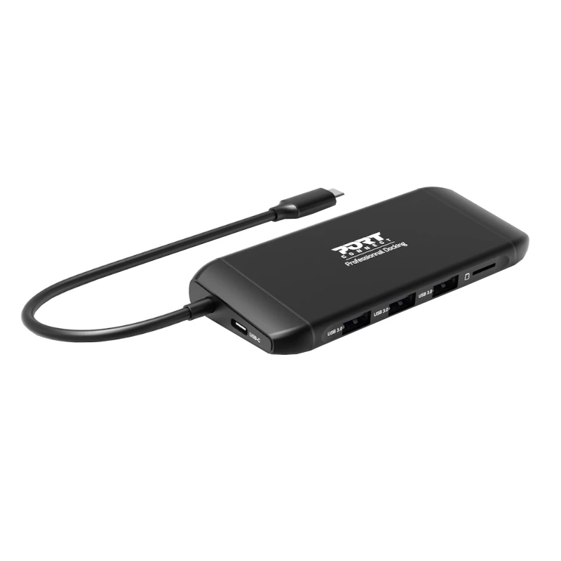 PORT USB-C Docking Station 11-in-1 Hub mit 4K HDMI, VGA, Gigabit Ethernet, 100W PD, USB 3.1, SD/MicroSD, Audio - Schwarz