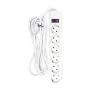 Power Plant 6-fach Steckdosenleiste mit Schalter, 3m Kabel, 16A, 3680W, Weiß
