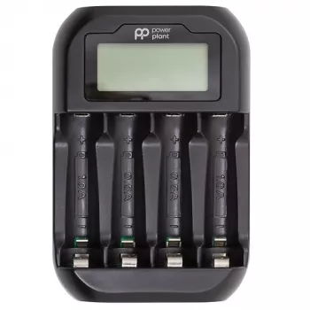 POWER PLANT PP-UN4 4-Bay LCD-Ladegerät für AA/AAA NiMH NiCd Akkus