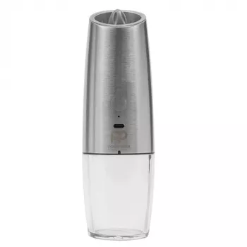 POWER PLANT PP591A Elektrische Mühle – Keramikmahlwerk, LED-Licht, Silber, 63x63x200 mm