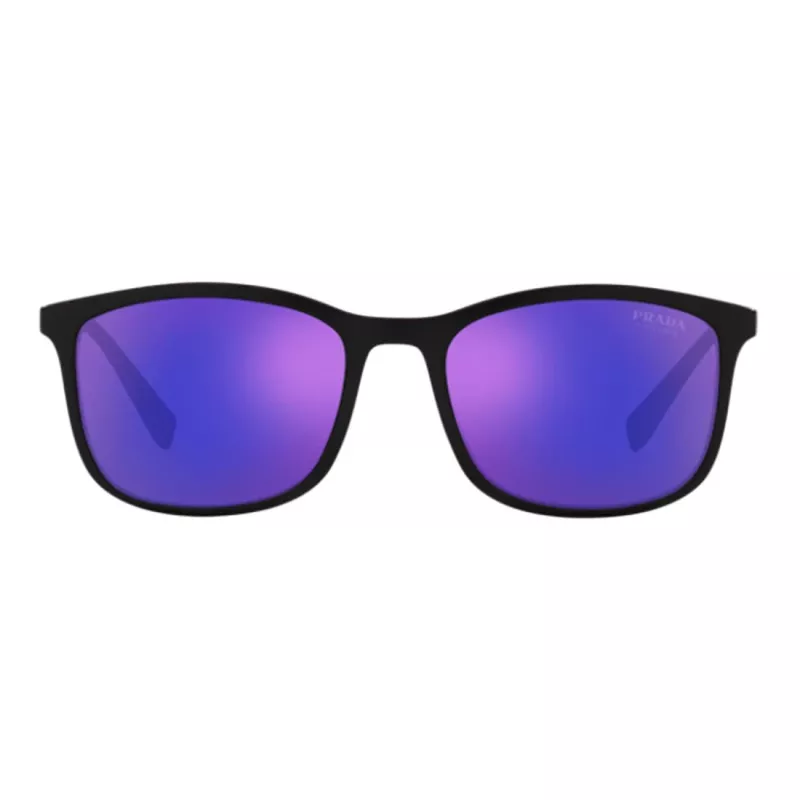 PRADA Linea Rossa Herren-Sonnenbrille PS01TS-16G05U, mattschwarzer Rahmen, graue verspiegelte Silbergläser, 55/19/140 mm