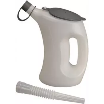 PRESSOL Messbehälter mit flexiblem Ausguss, 5 L, Weiß/Transparent, mit Deckel/Klappe 07625