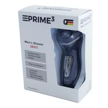 PRIME3 SRS11 Herren-Rotationsrasierer mit Pop-up-Trimmer, Schwarz/Silber
