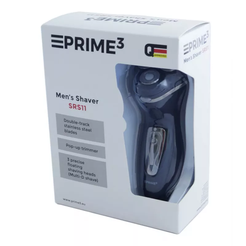 PRIME3 SRS11 Herren-Rotationsrasierer mit Pop-up-Trimmer, Schwarz/Silber