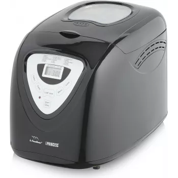 Princess 152009 Brotbackautomat Schwarz - 900 g Laib, 12 Programme, 600 W, Sichtfenster, Einstellbare Krustenbräunung, Warmhaltefunktion, Schwarz/Silber (01.152009.01.001)