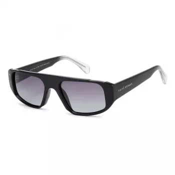 PRIVÉ REVAUX Herren-Sonnenbrille Good Vibes S807, eckig, schwarzer Rahmen, graue Gläser, UV400, 55-19-145 mm