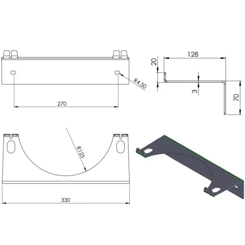 Pro-Line Wandhalterung für 1 Gasflasche, max. Durchmesser 250 mm, Industrieblau