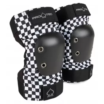 Pro-Tec Elbogenschoner Checker L - Schwarz/Weiß Schachbrettmuster, Large, Hochwirksamer Schutz für Skateboarding, Rollerblading, BMX, Scooter