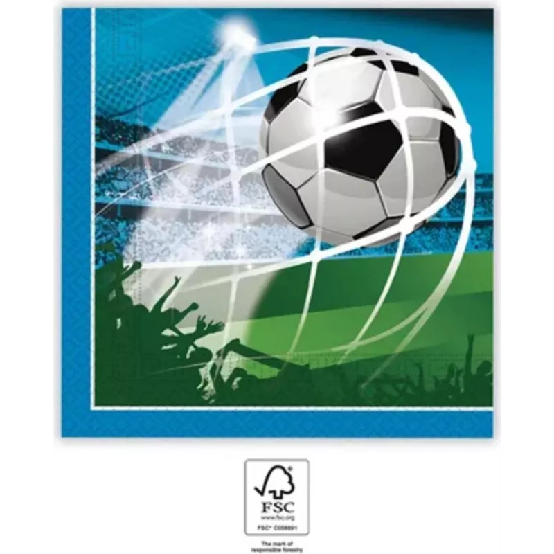 PROCOS Football Party 2-lagige Papierservietten 20er-Pack 33x33 cm Grün/Weiß/Schwarz (93747)