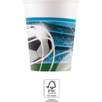 Procos Football Party Pappbecher 200 ml, 8er-Pack (93746)