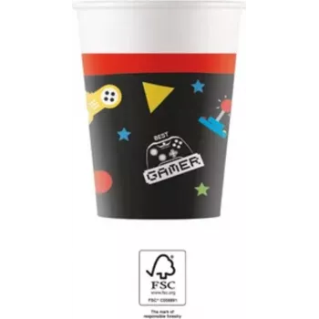 Procos Gaming Party Pappbecher 200 ml, 8er-Pack (93771)