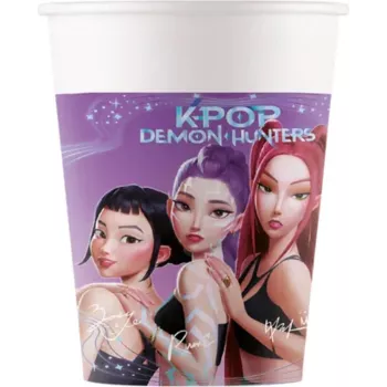 Procos K-Pop Demon Hunters Pappbecher 200 ml, 8er-Pack | Partybecher mit thematischem Design 98640