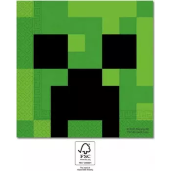 Procos Minecraft Party 2-lagige Papierservietten 20er-Pack (95443)