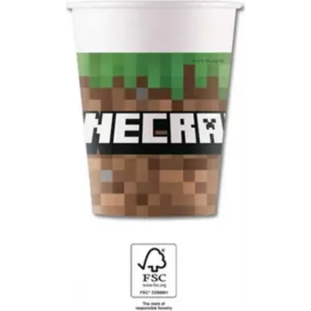 Procos Minecraft Party Pappbecher 250 ml 8er-Pack 95442