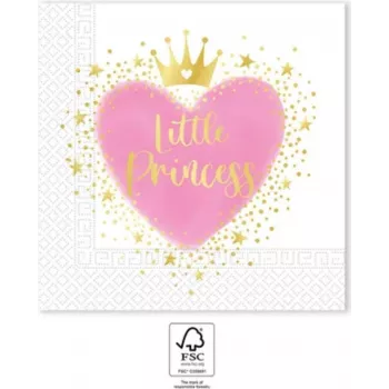 Procos My Little Princess 2-lagige Papierservietten 33x33 cm, 20er-Pack, mehrfarbiger Prinzessinnendruck (96478)