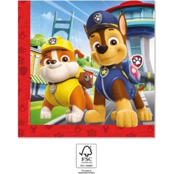 Procos Paw Patrol 2-lagige Papierservietten, 20er-Pack, 33x33 cm, Mehrfarbig 95599