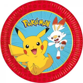 Procos Pokemon Pappteller 8er-Pack 23cm Einweg-Partyteller 98391