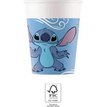 Procos Stitch & Angel Pappbecher 200ml 8er-Pack | Disney Lilo & Stitch Partybecher 96795