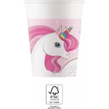 Procos Einhorn Regenbogen Pappbecher 200ml 8er Pack 93759