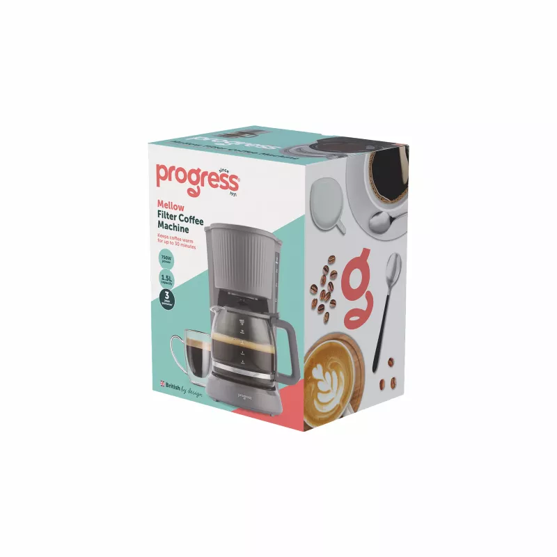 Progress EK6658PVDE Mellow Filterkaffeemaschine - 1,25 l, 900 W, Grau/Silber