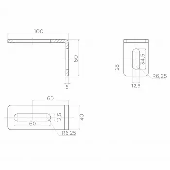 PSG 60.041.7016 Führungsrollen-Winkelhalter 100x60mm Anthrazitgrau RAL7016