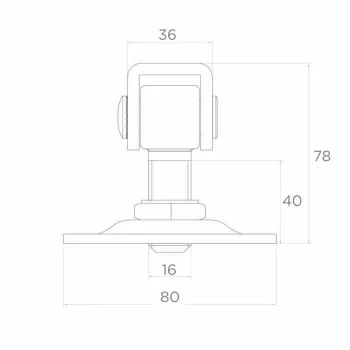 PSG 61.018 Verstellbares Tortband mit 80x80x3 mm Anschweißplatte, M16-Gewinde